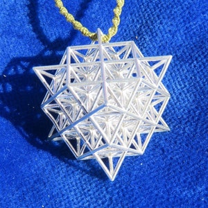 64 Tetrahedron Grid Space Time Geometry, the 3D Flower of Life fine polished Silver