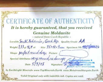 CERTIFICATE of Authenticity - for your selected Masterpiece ,')   ...  only together with another article