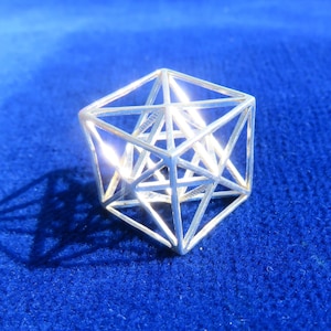 Metatrons Cube 3D ※ with MerKaBa, Octahedron, Tantric Star; 925 Sterling Silver Gold pendant, Sacred Geometry Jewelry, golden mean Phi [2GO]
