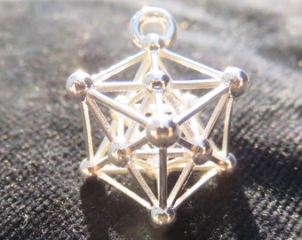 Metatrons Cube 3D ※ Sacred Geometry Designer Jewelry ※ 925 Sterling Silver Gold pendant