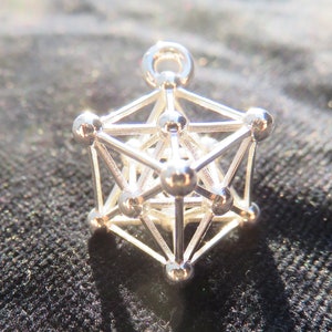 Metatrons Cube 3D Sacred Geometry Designer Jewelry 925 Sterling Silver Gold pendant image 1