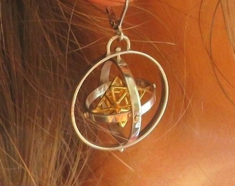 Tantric Star 3D-SPIN Earrings or pendant * Sacred Geometry Jewelry Set