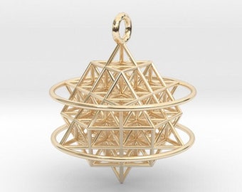 64 Tetrahedron Grid: Flower of Life 3D printed Jewelry