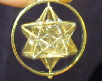 Solar Spirit Star with Spin ※3D Sacred Geometry Jewelry Sterling Silver Gold *magical Dodecahedron Pentagram Star, Phi Harmony, Golden mean