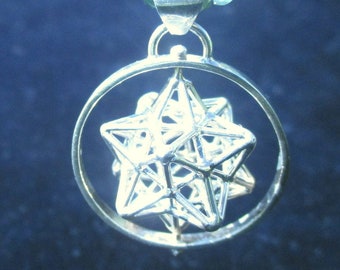 Solar Spirit Star with Spin ※ 3D Sacred Geometry magic Jewelry, Dodecahedron Pentagram pendant, Golden mean Phi Harmony