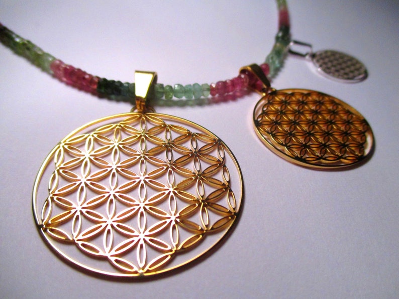 Flower of Life Jewelry pendant / earrings lasercut Sacred Geometry fine GOLD SILVER gifts image 1