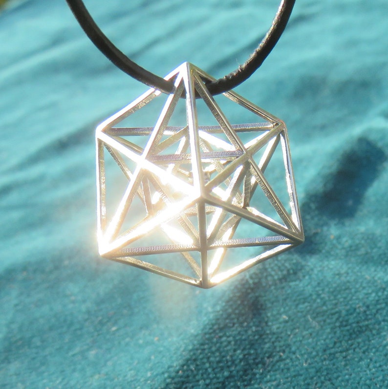 Metatrons Cube 3D Gift pendant MerKaBa Octahedron Tantric Star Silver Gold Sacred Geometry Jewelry image 4