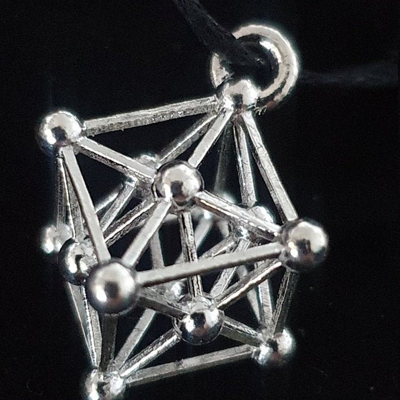 Metatrons Cube 3D Sacred Geometry Designer Jewelry 925 Sterling Silver Gold pendant image 6