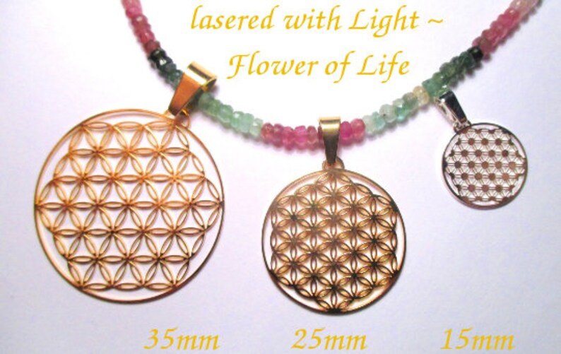 Flower of Life Jewelry pendant / earrings lasercut Sacred Geometry fine GOLD SILVER gifts image 2