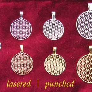 Flower of Life Jewelry pendant / earrings lasercut Sacred Geometry fine GOLD SILVER gifts image 6