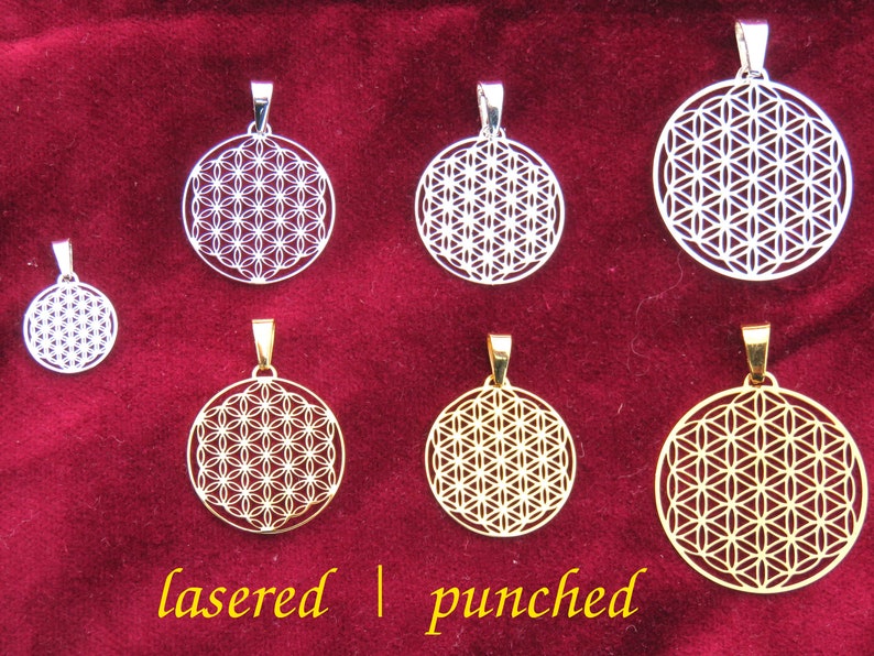 Flower of Life Jewelry pendant / earrings lasercut Sacred Geometry fine GOLD SILVER gifts image 6