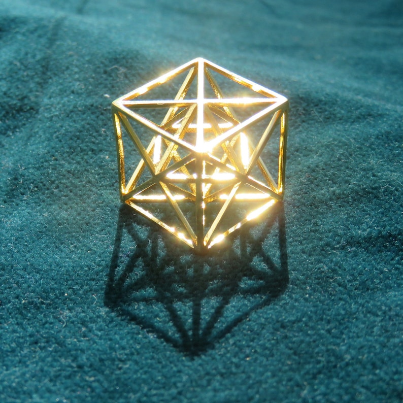 Metatrons Cube 3D Gift pendant MerKaBa Octahedron Tantric Star Silver Gold Sacred Geometry Jewelry image 5