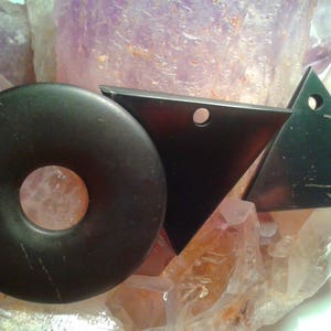 SHUNGITE EMF Pendants: Donut, Triangle, Yin-Yang, Tree Flower of Life, Hexagon, AUM image 2