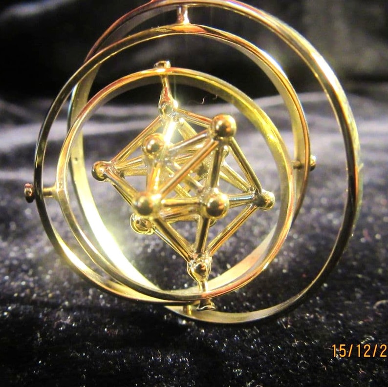 Metatrons Cube 3D Spinner pendant Sacred Geometry Jewelry Brass