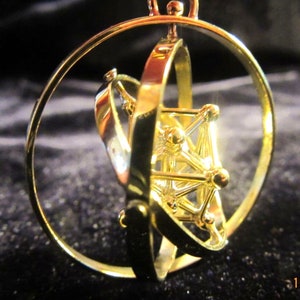Metatrons Cube 3D Spinner pendant Sacred Geometry Jewelry Gold-plated Brass
