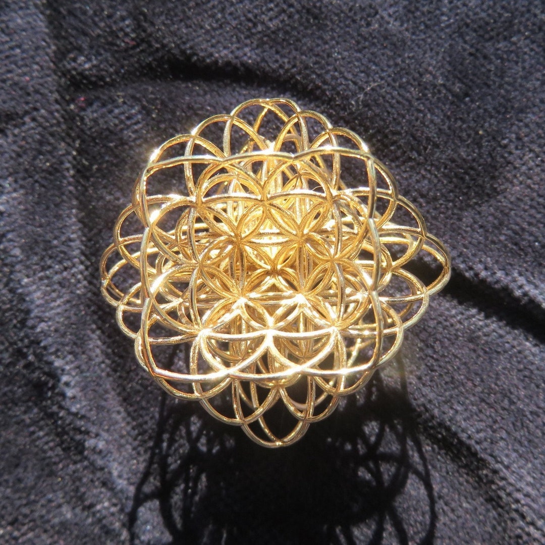 Flower of Life Necklace 3D • Sacred Geometry Pendant • Sterling Silver ...