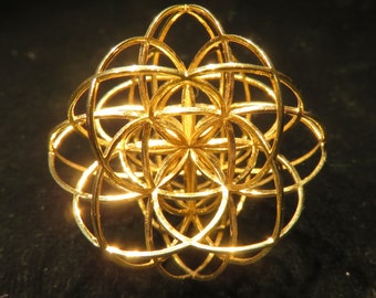 Seed of Life 3D Sacred Geometry pendant, magical 3D printed Jewelry gift and Flower of Life Creation Mandala, Necklace or Earrings [r2go]