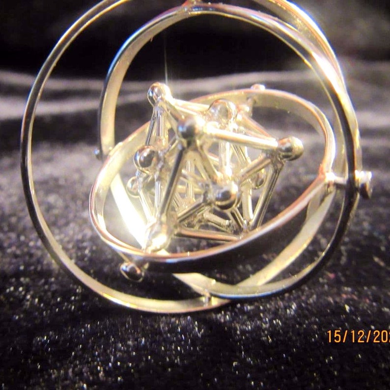 Metatrons Cube 3D Spinner pendant Sacred Geometry Jewelry 925 Sterling Silver