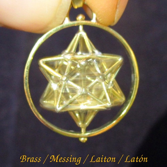 SOLAR Star 3D SPIN Sacred Geometry Pendant, Spinning Gold Jewelry 