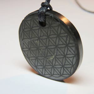 SHUNGITE EMF Pendants: Donut, Triangle, Yin-Yang, Tree Flower of Life, Hexagon, AUM image 5