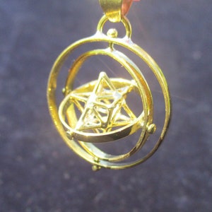 Tantric Star 3D-SPIN pendant or Earrings, 3D Sacred Geometry Jewelry Brass