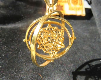 3D SPINNING Tantric Terra Prana Cube ※ 4 Elements Sacred Geometry Jewelry