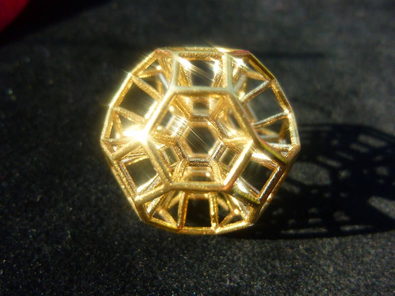 432 Hz Resonance Pendant 3D Sacred Geometry Stargate Portal Phi Harmony golden ratio Amulet Brass