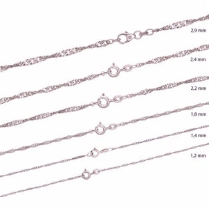 Sterling Silver Chains: Singapore chain / Snake chain / Curb chain, 925 Silver fine necklace 14 16 18 20 22 24 inches 36 40 45 50 55 60 cm image 9