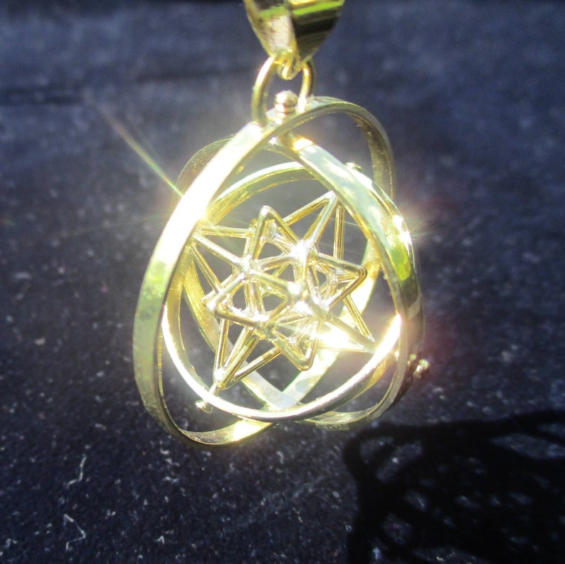 Heart Star 3D SPIN pendant Sacred Geometry Silver Gold Jewelry SILVER