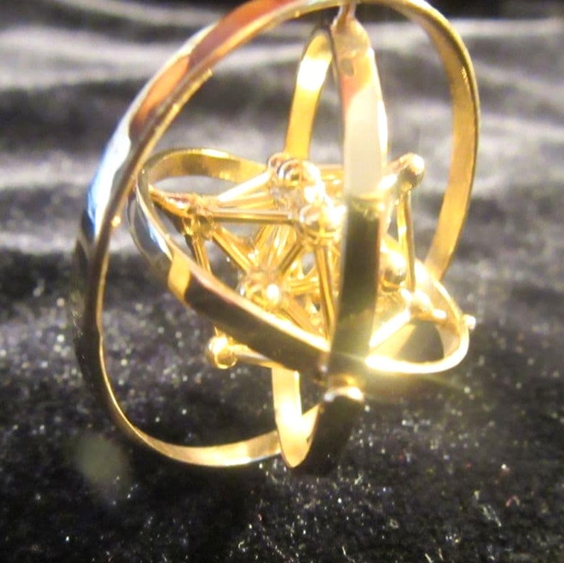 Metatrons Cube 3D Spinner pendant Sacred Geometry Jewelry Gold-plated Silver