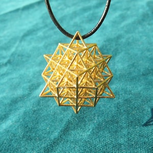 64 Tetrahedron Grid Space Time Geometry, the 3D Flower of Life Brass (with texture)