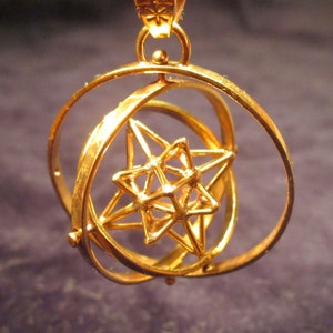 Heart Star 3D SPIN pendant Sacred Geometry Silver Gold Jewelry GOLD plated Brass