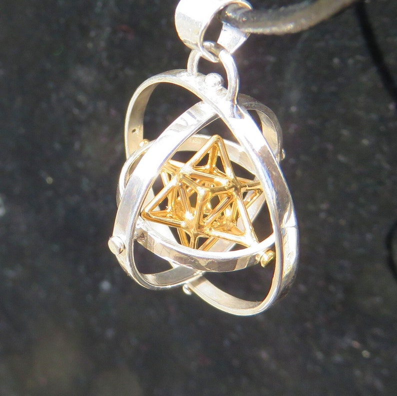 Tantric Star 3D-SPIN pendant or Earrings, 3D Sacred Geometry Jewelry Silver,STAR gold-plt