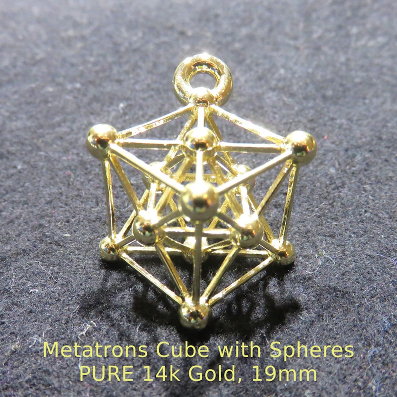 Metatrons Cube 3D Sacred Geometry Designer Jewelry 925 Sterling Silver Gold pendant image 2