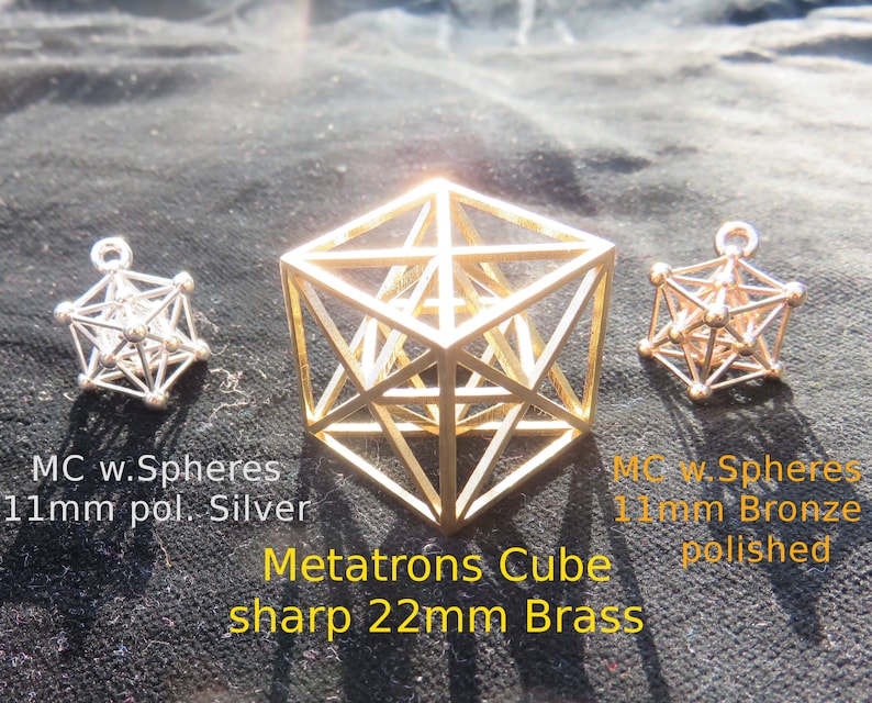 Metatrons Cube 3D Sacred Geometry Designer Jewelry 925 Sterling Silver Gold pendant image 5