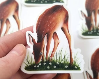 Deer Vinyl Sticker, Woodland Animal Illustration, Nature Aesthetic, Wildlife Die Cut Sticker, Stag Waterproof Laptop, Waterbottle Sticker,