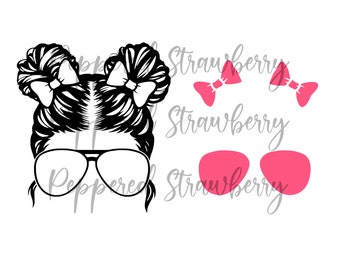 Kid Messy Bun Template, Svg, digital download