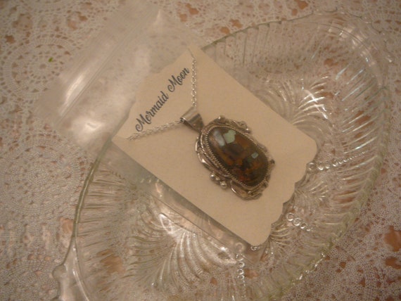 Vintage Gemstone Pendant, Necklace, Natural Gemst… - image 6