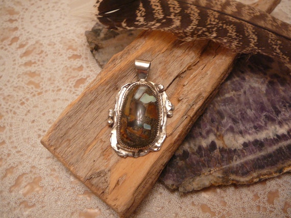 Vintage Gemstone Pendant, Necklace, Natural Gemst… - image 1