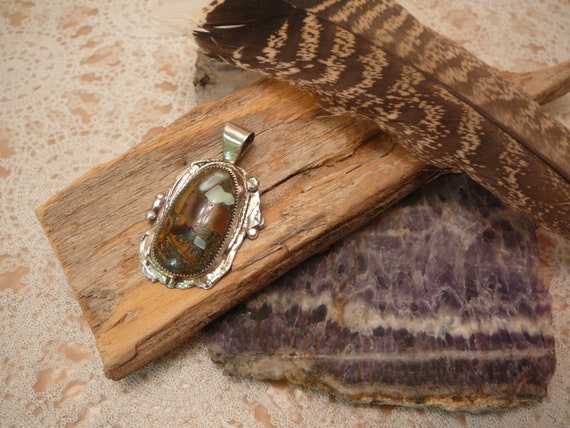 Vintage Gemstone Pendant, Necklace, Natural Gemst… - image 2