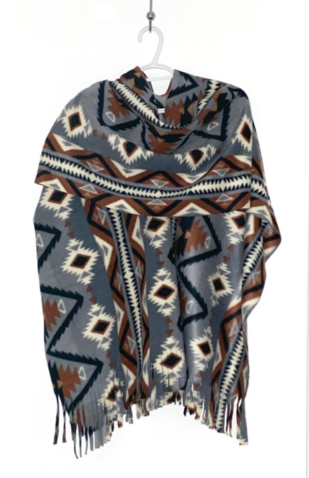 Aztec Navajo Gray Grey Brown Southwest Ladies Ruana Wrap one Etsy