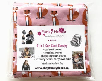 Pink Fox 4 in 1 Multi-Use Stretchy Car Seat Cover
