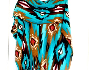 Teal Southwest Navajo Ladies Ruana Wrap (one size fits all)
