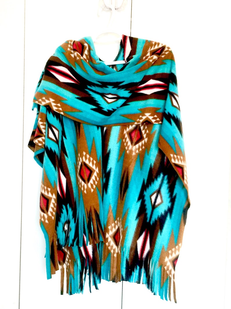 Teal Southwest Navajo Ladies Ruana Wrap one Size Fits All Etsy