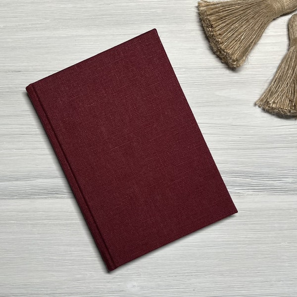 Natural Linen Cranberry Red Unlined Journal or Sketchbook