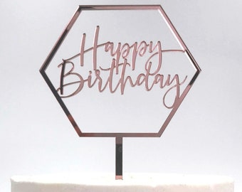 Happy Birthday Hexagon Cake Topper