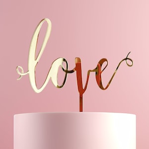 Love Cake Topper | Acrylic | Rustic Wood | Various Colours | Wedding | Engagement | Valentines