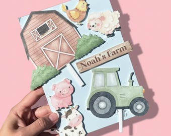 Acrylic Farm Yard Animal Cake Charm And Topper Decoration set
