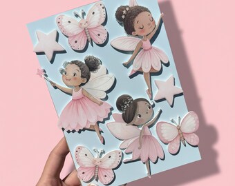 Acrylic Printed Fairies and Butterflies cake Charm Set | Decoration | Whimsical | Woodland | Birthday