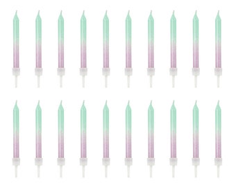 Glitter Ombre Birthday Candles Aqua & Lilac